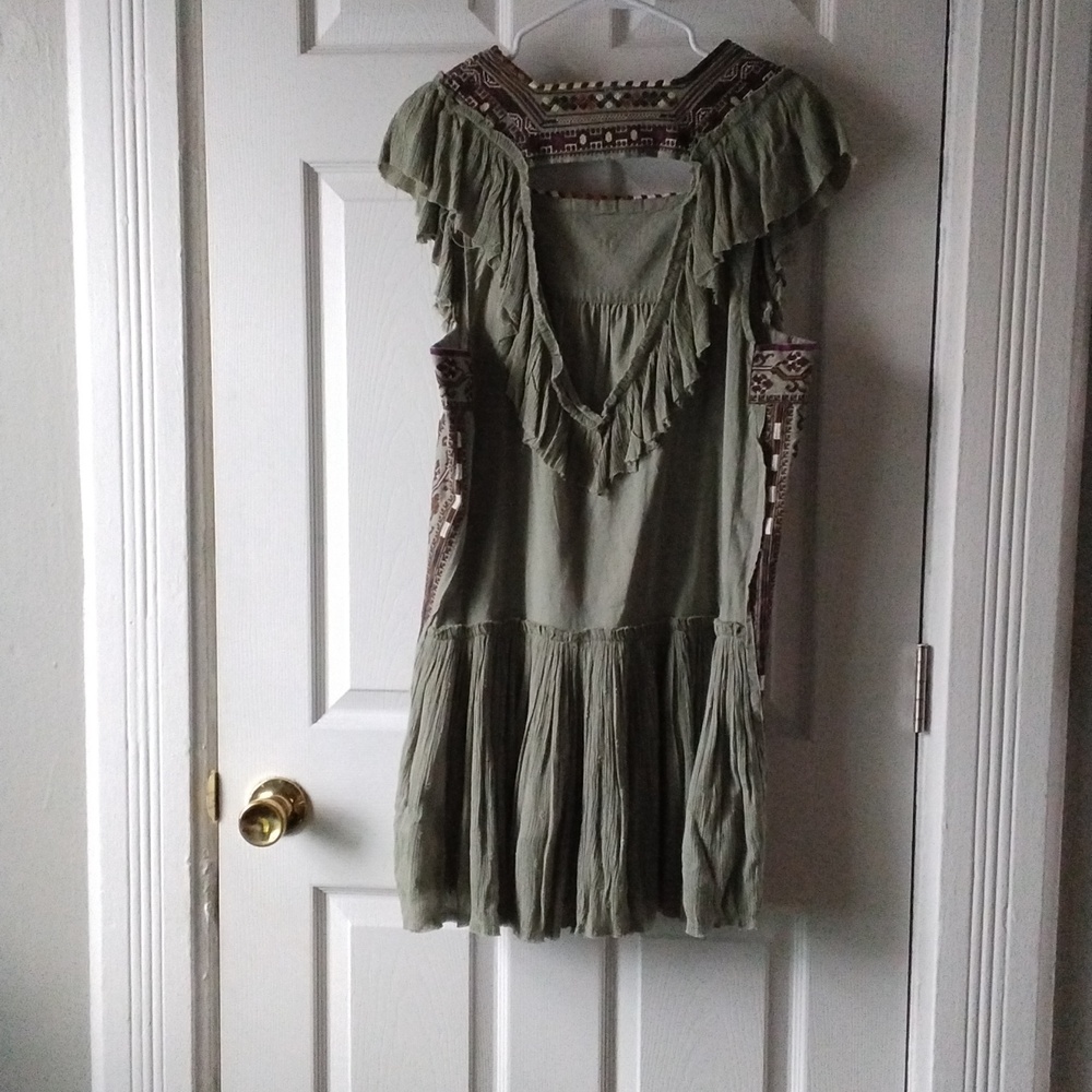 Free People Day Glow Embroidered Green Dress - Picture 3 of 4